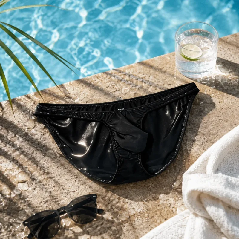 Slip Ultra-fin en soie glacée à séchage rapide, taille basse, sous-vêtements sans couture pour hommes, pochette en U, Lingerie en maille, culotte de voyage — image 9