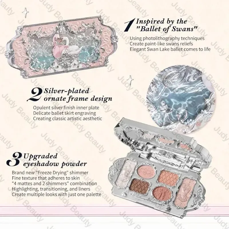 Make-up Flower Knows Set Shell Pearl Series Šestibarevná paleta očních stínů Embosovaná Blusher Shine Lipstick Kit with Bag All In — image 6