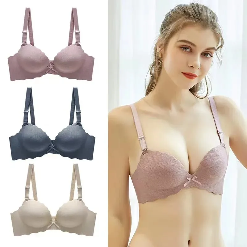 작은 가슴 쇼 큰 속옷 깊은 V 푸시 업 강철 반지 없음 플랫 가슴 특수 브래지어 두꺼운 푸시 업 브래지어 세트 — image 2