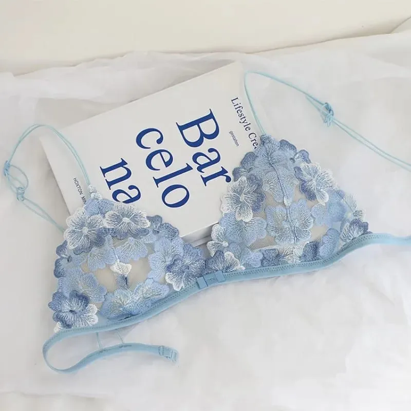 Bralette Renda Perancis Payudara Kecil Wanita Tanpa Wayar Ultra Nipis Seksi Sulaman Mesh Tanpa Underwire Push Up Set Bra Keselesaan BANERDANNI — image 4