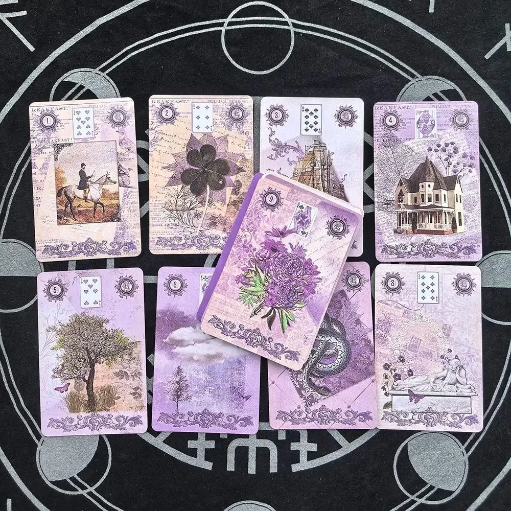 Lavender Lenormand Deck - 9*6cm 36 Cards with Vintage Botanical Illustrations Shabby Chic Purple Aesthetic Tarot Alternative — image 3
