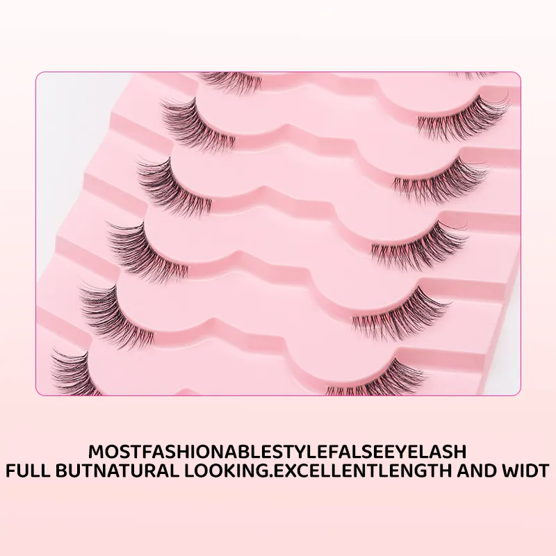 7 คู่ขนตาธรรมชาติ Wispy Half Clear Band Strip Lashes ขนตาปลอมนุ่มนุ่มน้ำหนักเบา Eye Lashes แต่งหน้า