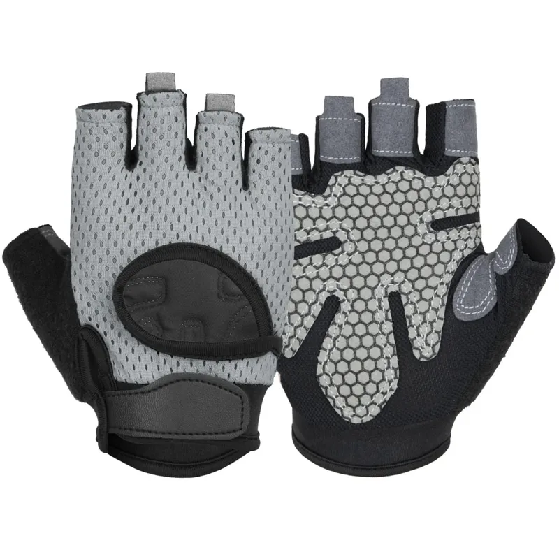 Anti SLIP Shock Breathable Half Finger ถุงมือ Breathable ถุงมือขี่จักรยานฟิตเนส GYM เพาะกาย Crossfit การออกกำลังกายถุงมือกีฬา