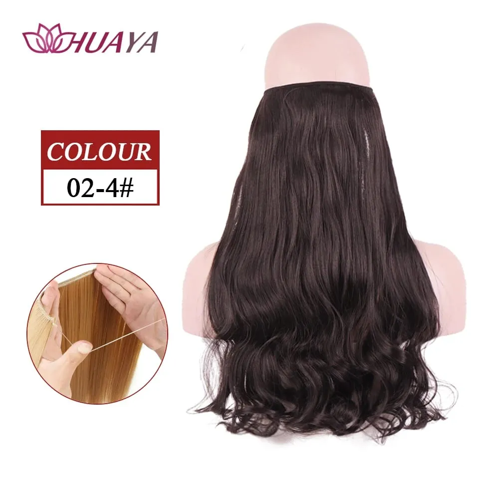 Filo invisibile sintetico lungo rettilineo senza clip nelle estensioni dei capelli Pezzi di capelli finti Linea di pesce segreta Posticci per le donne — image 23