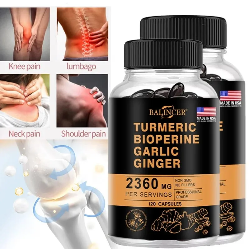 Kurkuma-Ingwer-Ergänzungsmittel, Piperin 2360 mg, unterstützt die Gesundheit des Verdauungssystems und des Immunsystems, verbessert Entzündungen und fördert die Gesundheit der Gelenke — image 1