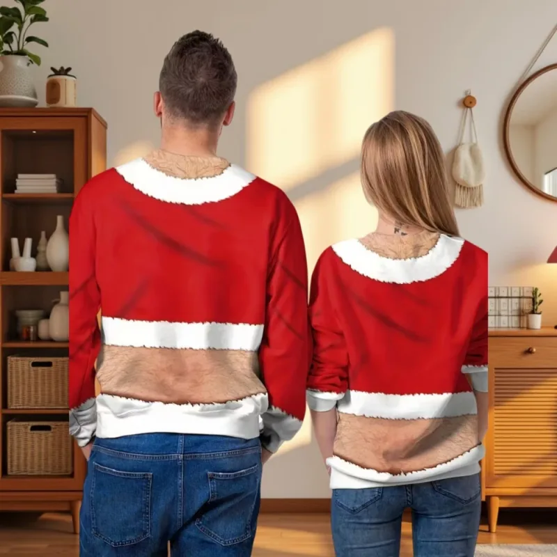 Pull de Noël drôle pour hommes et femmes, sweat-shirt de noël avec graphique laid Y2k, pour fête de vacances, vêtements amples pour hommes — image 3