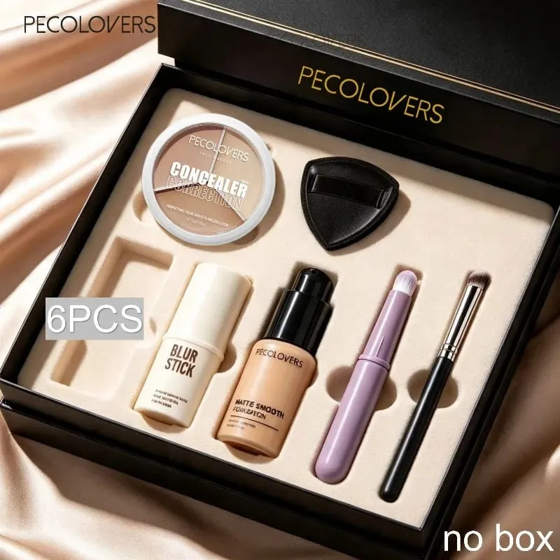 6PCS Face Set Liquid Foundation+concealer+pre Makeup Primer+Makeup Tools Perfect Foundation Πλήρες σετ καλλυντικών προσώπου — image 2