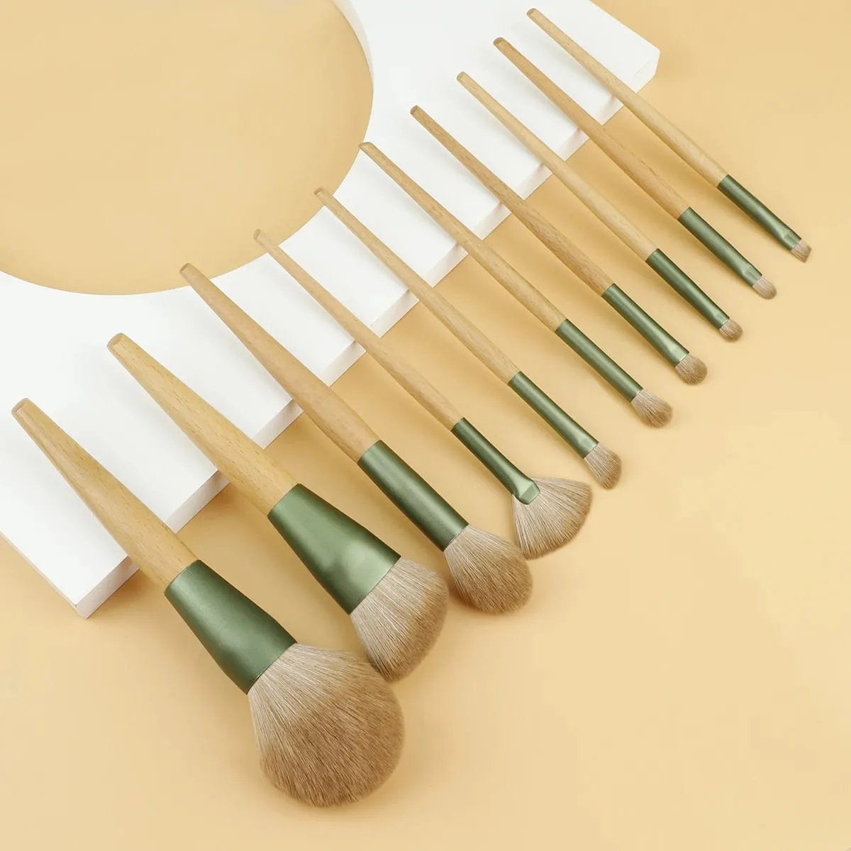 10 Pcs Set Berus Mekap Berus Kontur Berus Hidung Berus Pembayang Mata Serbuk Penyebaran Berus Kayu Runcing Pemegang Kayu Alat Kosmetik — image 2
