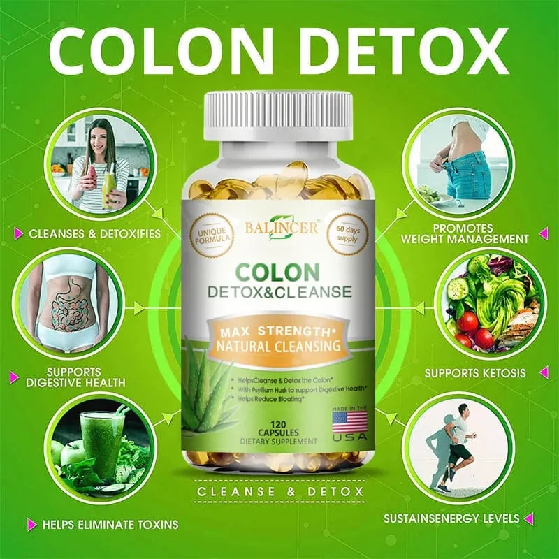 Balincer Colon Cleansing Supplement - Full Body Colon Digestive Regulation and Gut Health for Men and Women 120 Capsules