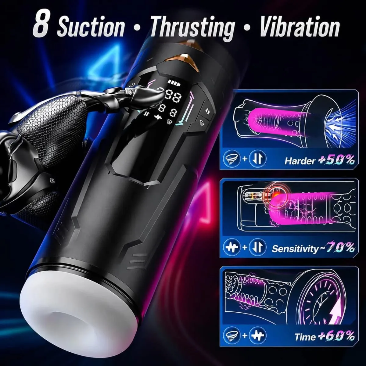 自動伸縮男性自慰器 7 種推力旋轉模式口袋陰戶口交性愛機器陰莖幫浦活塞自慰器 — image 5