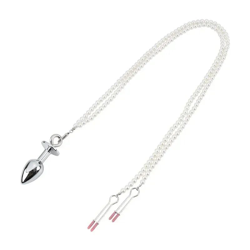 Piccole medie grandi perline anali Butt plug Morsetti per capezzoli di perle Set con catena Clip per seno in metallo Bondage Coppia schiava Gioco Giocattolo del sesso — image 4