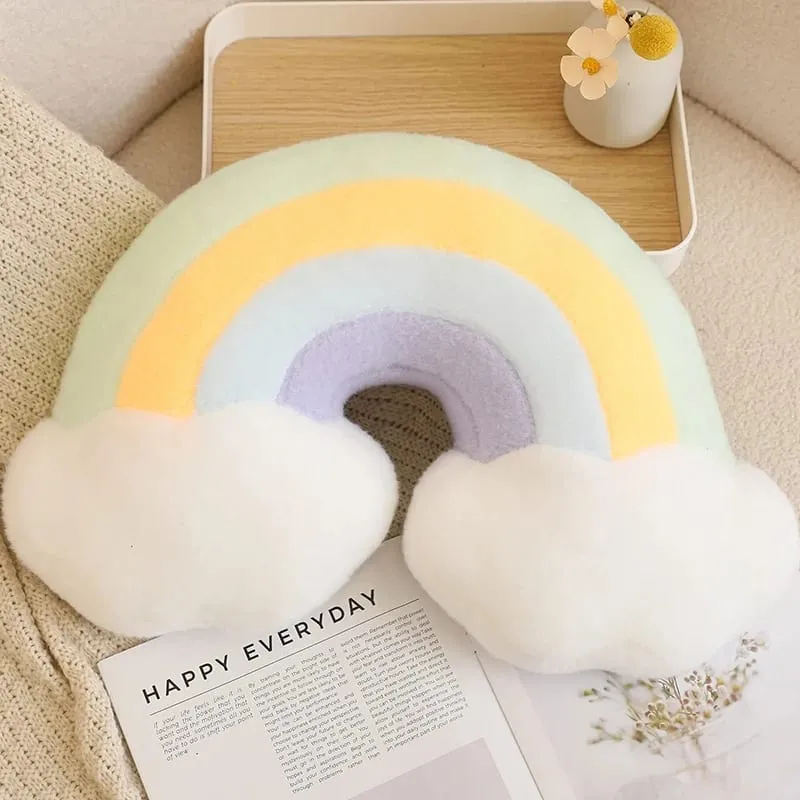 Doce cor arco-íris nuvem estrela lua travesseiro de pelúcia recheado macio flor brinquedo lance travesseiro almofada casa sofá decoração presente para amigo — image 10