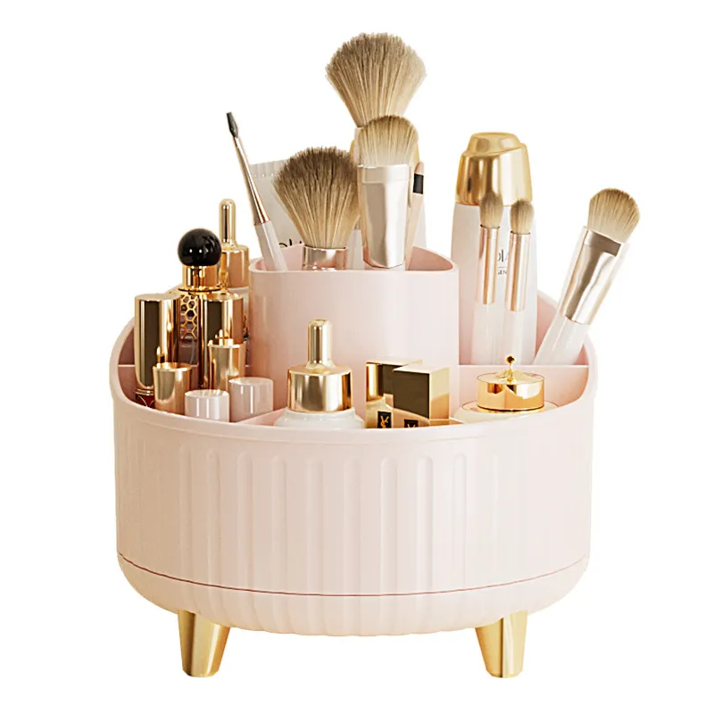 Um 360° drehbarer Make-up-Organizer – 1 Stück Kunststoff-Kosmetikaufbewahrung mit 7 Fächern – multifunktionaler Halter für Pinsel — image 5