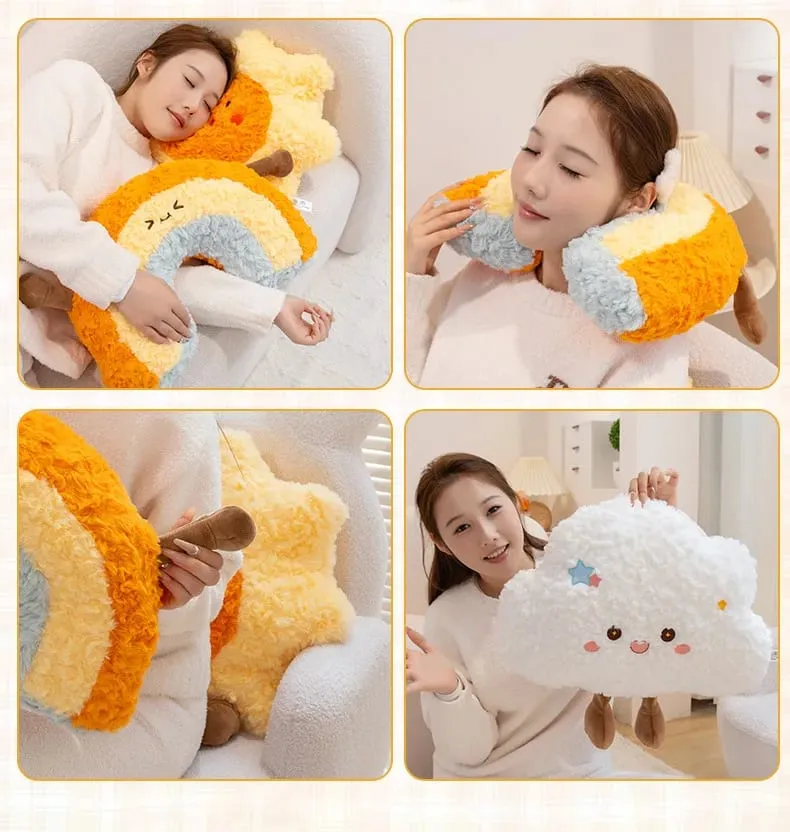 Siri Cuaca Bantal Mewah Bulan Lembut Gebu Hiasan Sofa Belakang Kusyen Hadiah Mainan Mewah Comel Untuk Hiasan Bilik Tidur Rumah Wanita