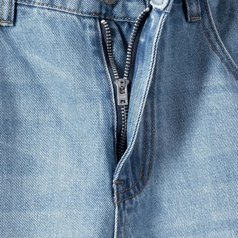 Seluar Jeans Koyak Nipis Musim Panas Lelaki Lurus Bernafas Denim Seluar Kasual Pakaian Jalanan Harlen Seluar Panjang Buku lali Biru Muda — image 7