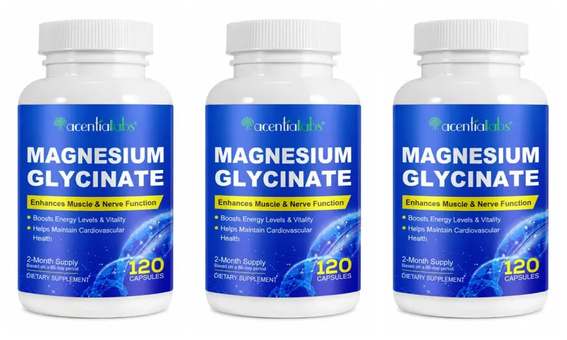 Acentiallabs Magnesium Glycinate 120 Capsules - Pure Organic Vegetarian Supports Bone Health Sleep & Muscle Nerve Support — image 9