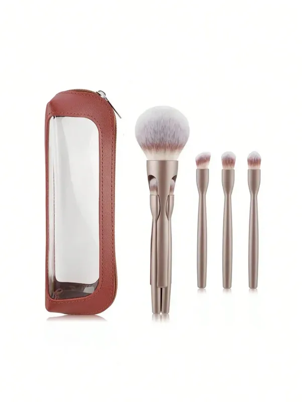 Set Berus Mekap 4 Keping Menampilkan Berus Gred Profesional Diperbuat daripada Gentian Sintetik Berkualiti Tinggi untuk Rasa Mewah. — image 8