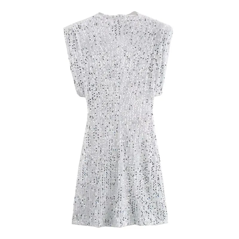 2026 frühling Frauen Pailletten Party Kleider Schulter Pad Mantel Mini Kleid Ärmellose Valentinstag Frauen Elegante Kleider