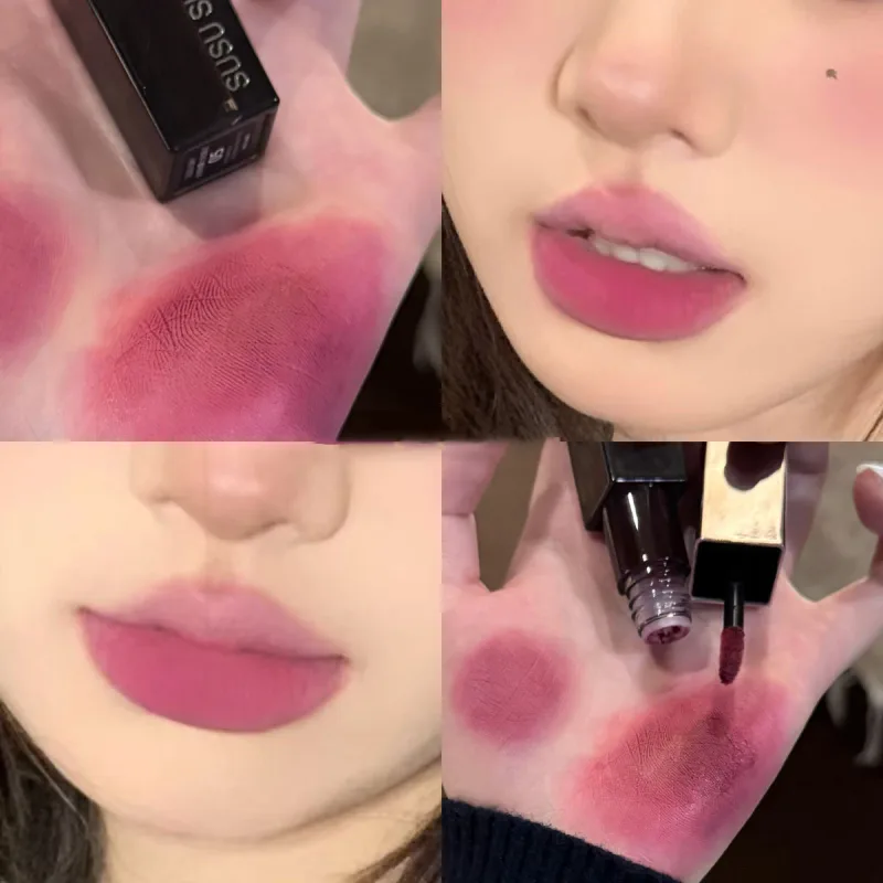 Wasserdichter Punk Gothic Mattschwarzer Lippenstift Lila Lipgloss Make-up Mousse Lippenschlamm Dunkelrot Brauner Lippenstift Antihaft-Cup-Lippentönung — image 11