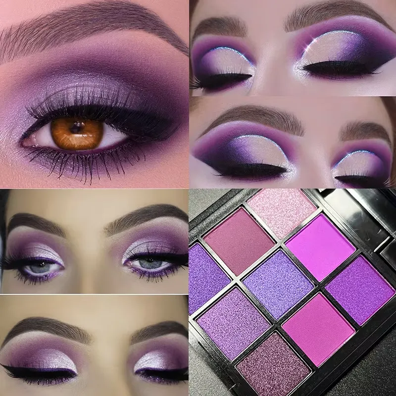 Paleta de sombras de ojos multicolor de 9 rejillas, brillo mate nacarado, sombra de ojos brillante de larga duración, paleta de maquillaje de ojos para mujer, cosmética — image 6