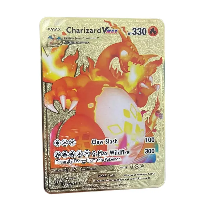 2025 NEU Pokemon Metallkarte 10000 Punkte Arceus Glurak Superkarte Golden English Mewtwo Vmax GX EX Anime Collection Cards Gif — image 9