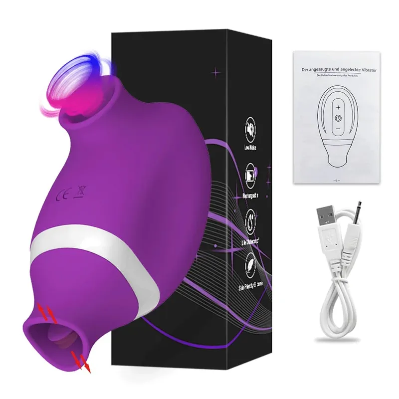 2 in 1 Clit Sucker Vibrator for Women Sucking Licking Double Stimulation Nipples Massagers Tongue Sex Toy Female Adult