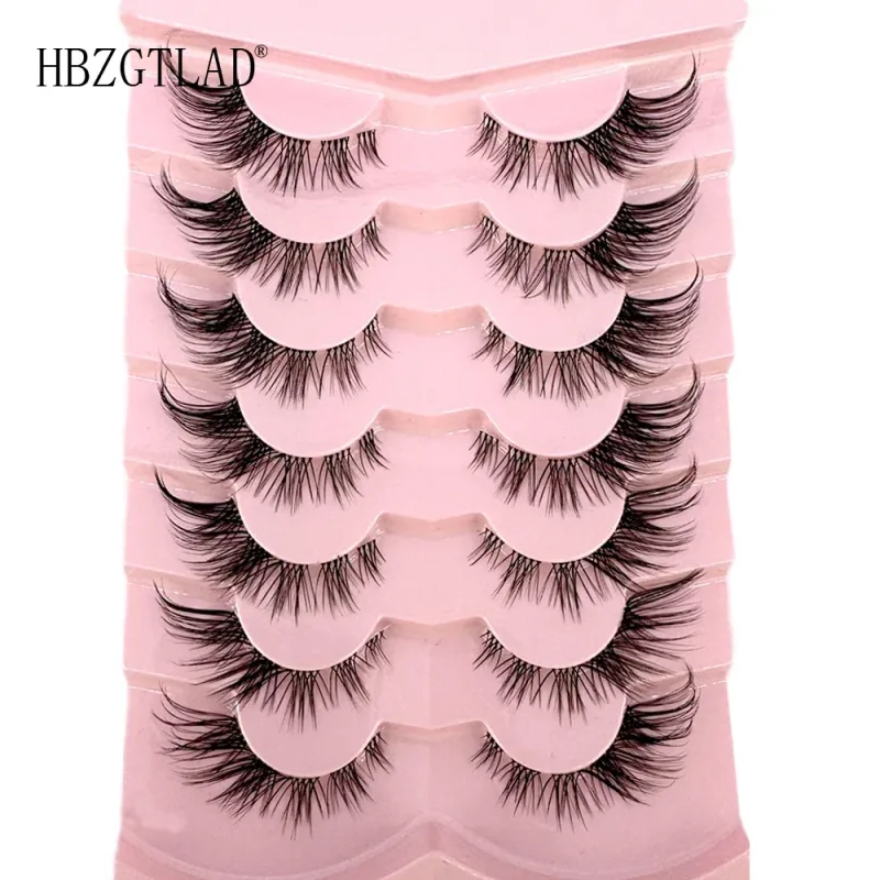 7/8 Paar Katzenaugen-Wimpern, Manga-Wimpern, 3D-Wimpern mit klarem Band, natürlich, halbe Wimpern, verlängerte Nerz-Wimpern, flauschige Wimpern — image 16