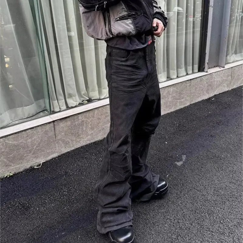 Y2K seprané džíny Gothic Vintage Micro Flared Kalhoty se zipem ve středním pase Ženy Muži Streetwear Vysoce kvalitní design Kalhoty Sense