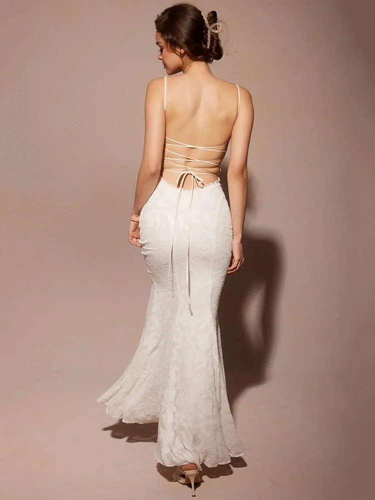 Articat-Vestito lungo aderente sexy senza maniche in pizzo patchwork senza spalline Vestito elegante da sera per club party 2024 Estate — image 3