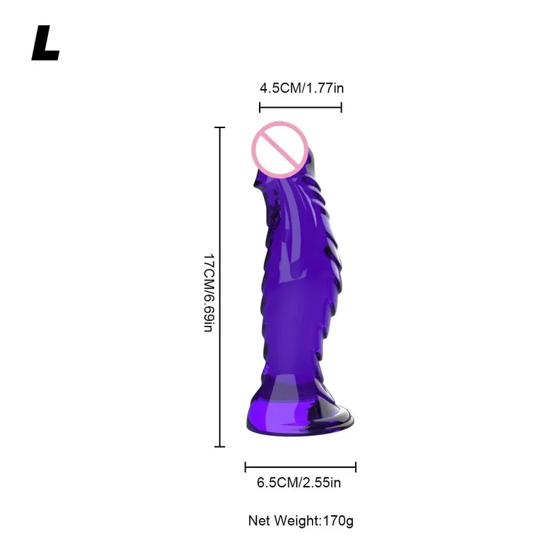 Dildo Kaca Spiral Bening Kristal dengan Dasar Cangkir Hisap Kuat Mainan Seks Vagina Anal Realistis Transparan untuk Pasangan Wanita Pria — image 10