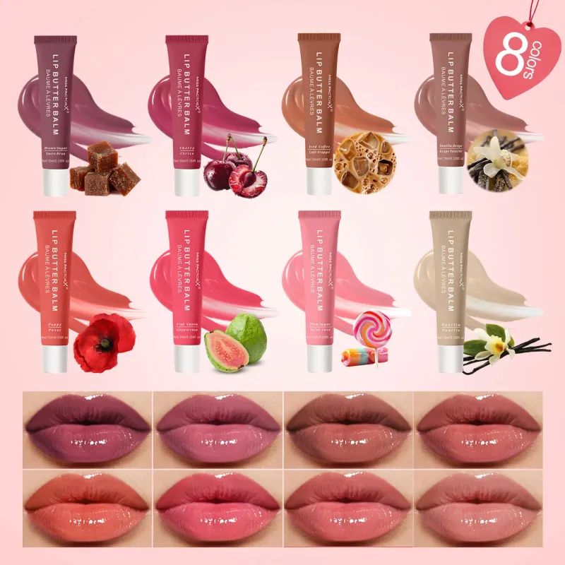 24Pcs 8 Colors Hydrating Butter Lip Gloss Gift Set Moisturizing Glossy Finish For Daily Makeup & Holiday Gifting — image 5