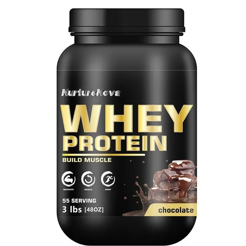 NurtureNova Chocolate Whey Protein Powder 30g Serving 55 Servings per Jar Muscle Building & Recovery Support Fitness Nutrition S