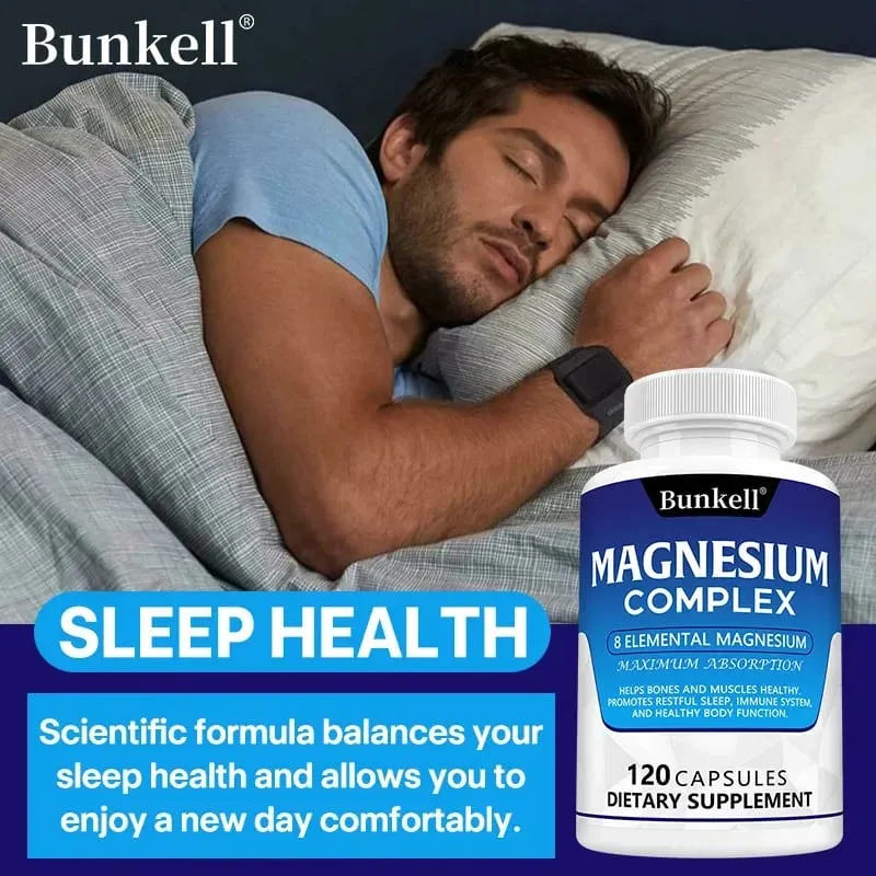 Bunkell Magnesium Complex 5 Forms תמיכה בספיגה גבוהה עצם לב שרירי שינה ועיכול תוסף תזונה ללא GMO — image 3