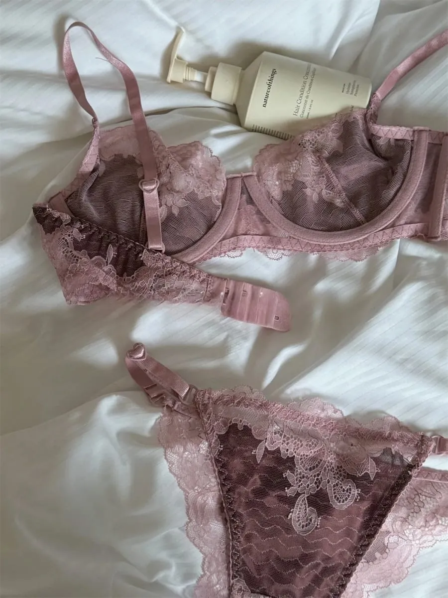 Intimo per ragazze in pizzo, sezione sottile, reggiseno lucido, lingerie push-up anti-cedimento, supporto per seni grandi, set di reggiseno piccolo — image 6