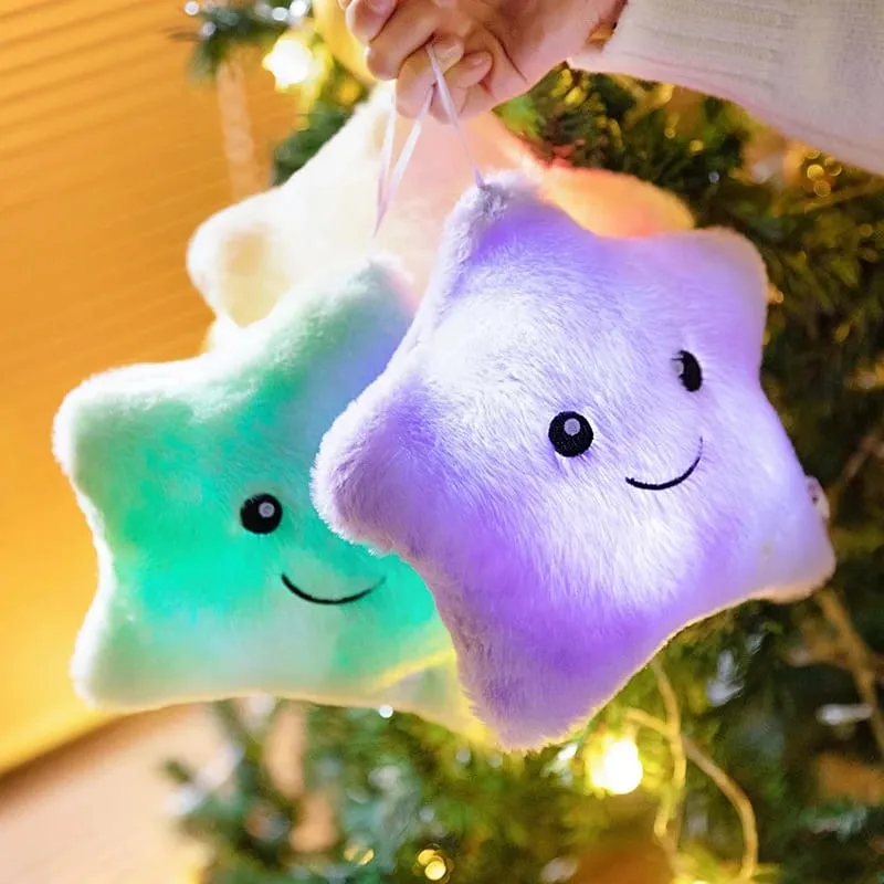 24*22CM Leuchtende fünfzackigen Stern Plüsch Spielzeug Glowing Star Gefüllte Weiche Puppe Kissen Schöne Halloween Weihnachten geschenke — image 3