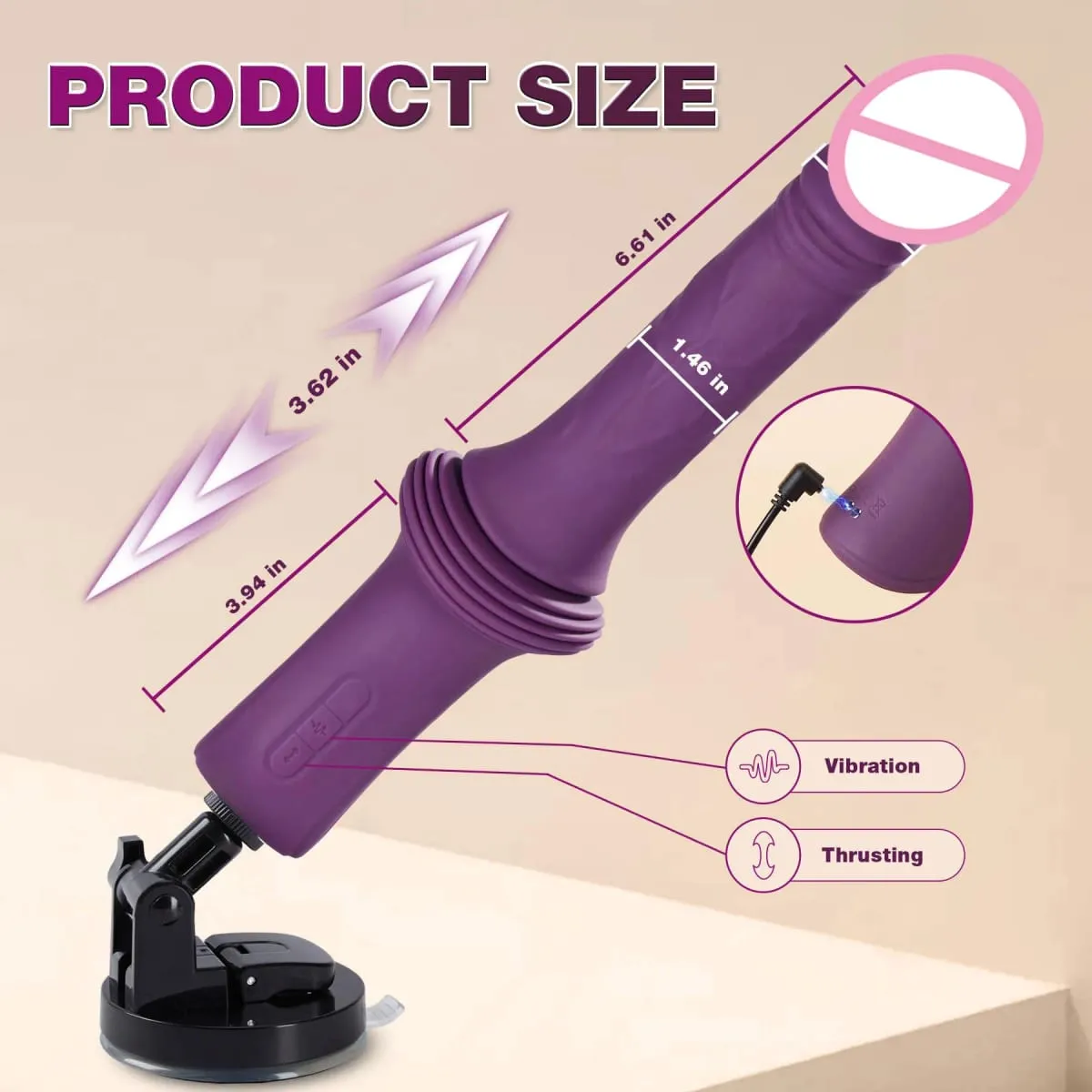 Sex Machine wibrator w formie sztucznego członka G Spot masażer pochwy kobieta masturbacja z przyssawką dorosłych zabawki erotyczne dla kobiet — image 6