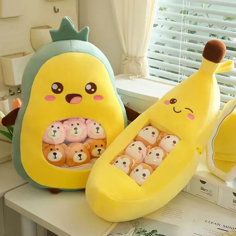 Enam Mainan Kecil Di Dalam Bantal Mewah Buah Kartun Comel Kusyen Sofa Sumbat Lembut Homdecor Bantal Sandaran Hadiah Kanak-kanak — image 4