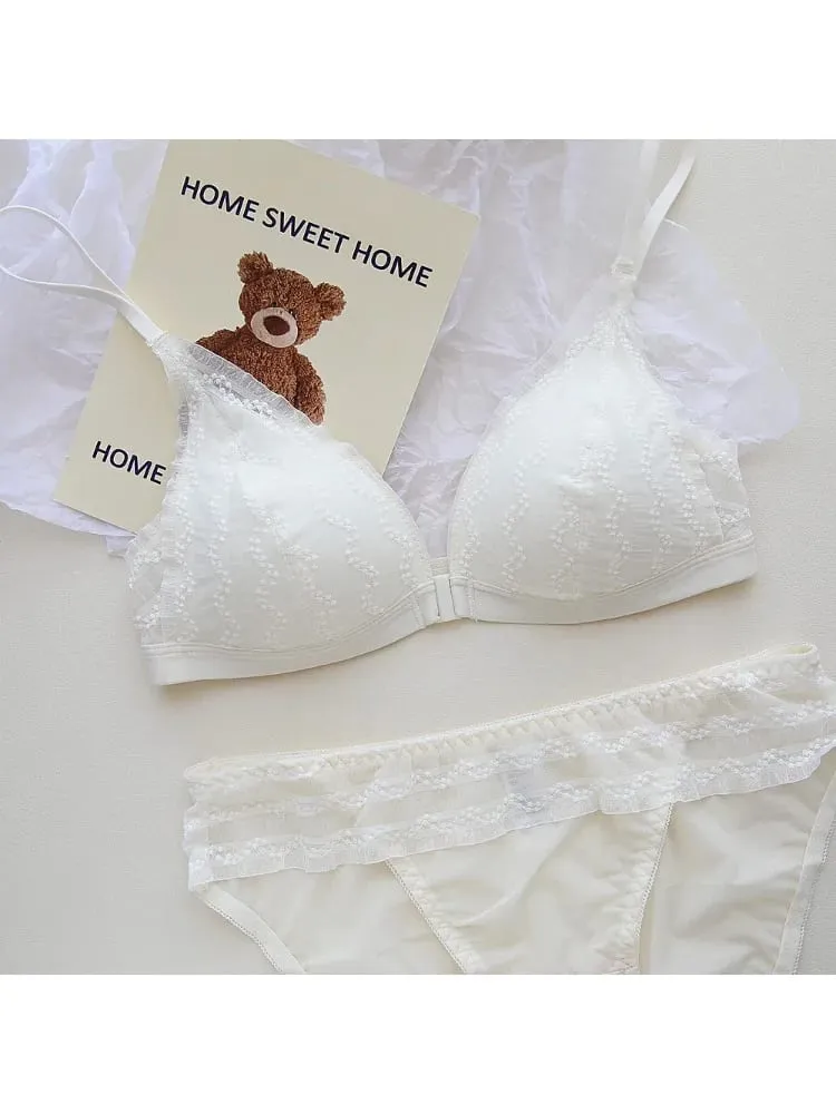 Push Up BH för små bröst - Fram Stäng Spets Bralette Trådlös Demi Triangel Cup Sexiga underkläder Tunna Demi Cup Small Chest — image 3
