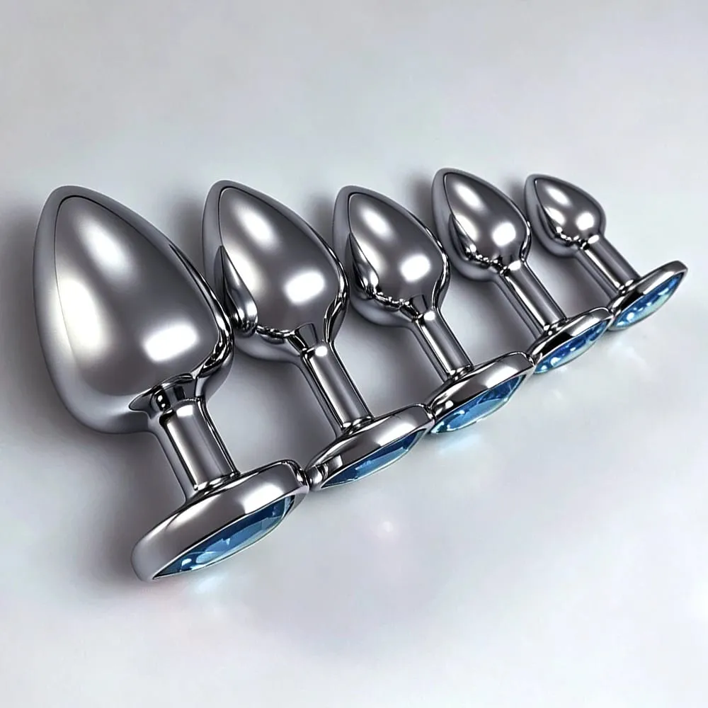 5 størrelser metal anal stik sæt med hjerte base Glat prostata massage butt plug sexlegetøj til mænd kvinder par — image 3