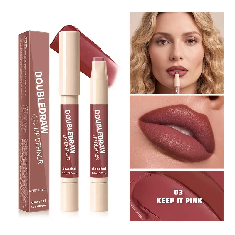 Double Draw Lip Definer 2 In 1 Lip Liner And Lip Gloss Silky Cream Texture Long Lasting Hydrating High Pigment Waterproof Makeup — image 2