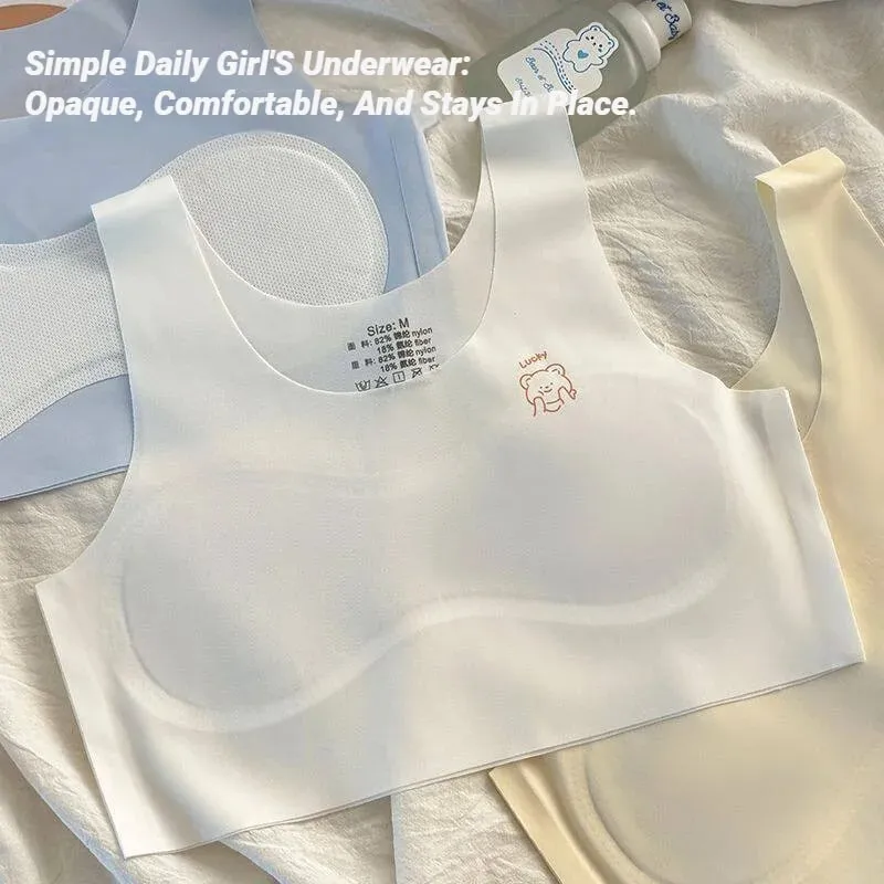 3 pezzi per adolescenti, confortevole e traspirante, semplice reggiseno da allenamento, morbido elastico per la pelle, intimo per ragazze, senza anello in acciaio — image 5