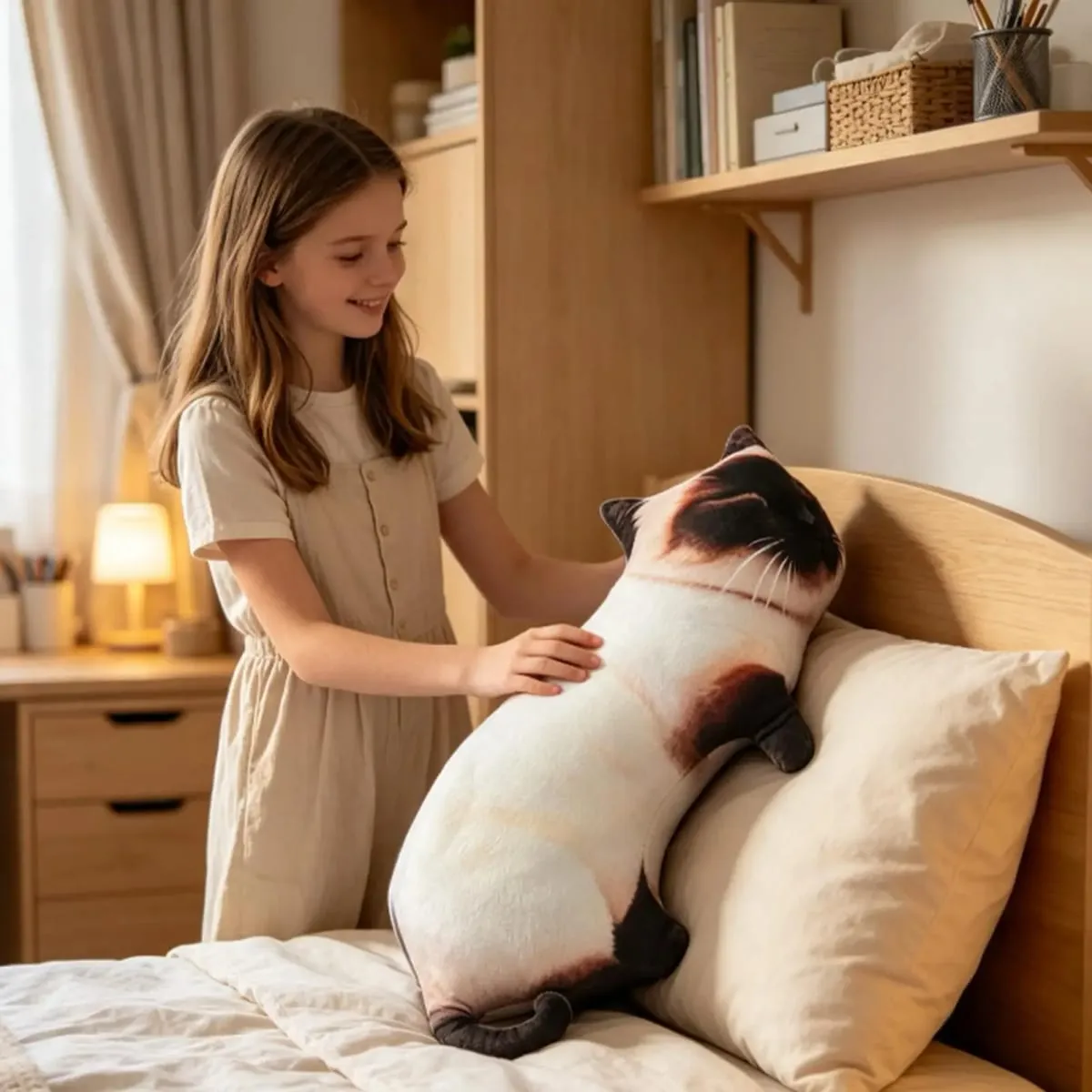 สมจริงแมวหมอน 60 ซม.ตุ๊กตาสัตว์ Cushion Decor ตกแต่งโยนหมอนสำหรับเด็กผู้ใหญ่ Apartment เนอสเซอรี่โซฟาโซฟา — image 3