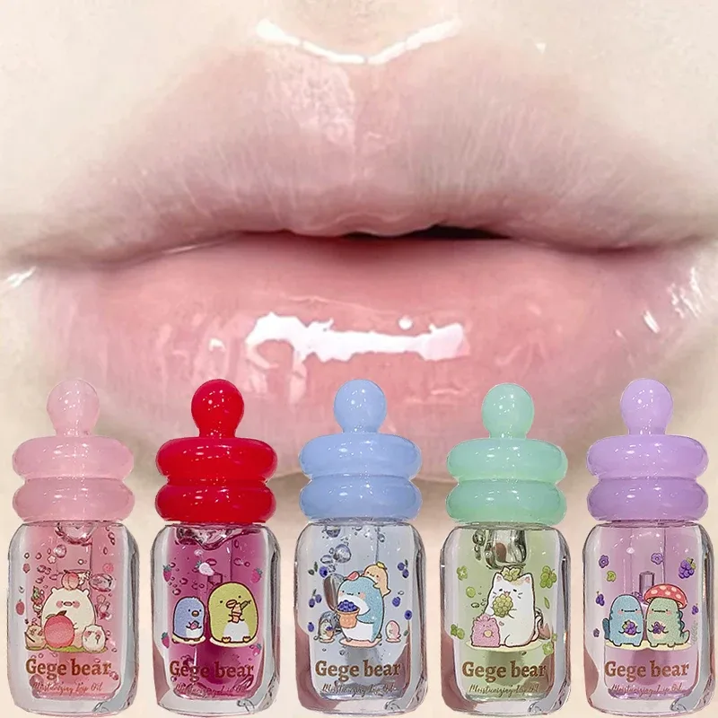 Cura delle labbra Essenza vegetale Gloss trasparente Olio per labbra Plump Idratante Balsamo per le labbra Esfoliante Sapore di frutta Lucidalabbra Cosmetici di bellezza — image 3