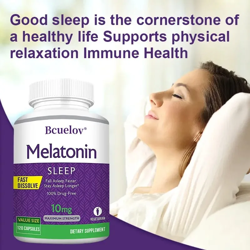 Melatonin 10 Mg Instant 120 Capsules - Natural Flavor Fall Asleep Faster Sleep Longer Natural Sleep Aid — image 5