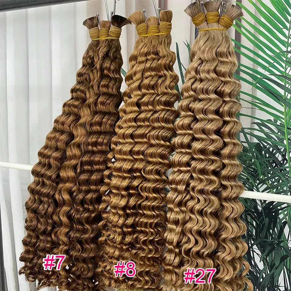 4 # Chocoladebruin Diepe Golf Bulk Menselijk Haar voor Boho Vlechten Krullend Vlechthaar 18-30 inch Remy haarbundel Braziliaans — image 6