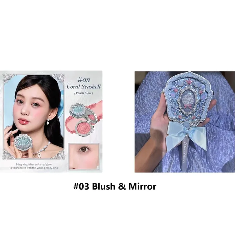 Σετ δώρου μακιγιάζ Flowerknow Shell's Jewel Eyeshadow Blush Lip Glaze Setting Powder Correcting Primer For Women Full Kit — image 9