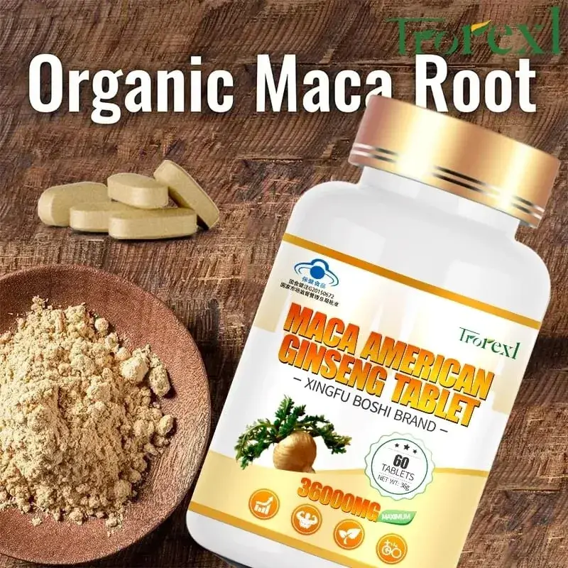 Biologisch Maca-wortelpoeder met ginseng-extractsupplement voor de gezondheid van mannen en vrouwen - Veganistische pillen voor het vergroten van de potentie — image 2