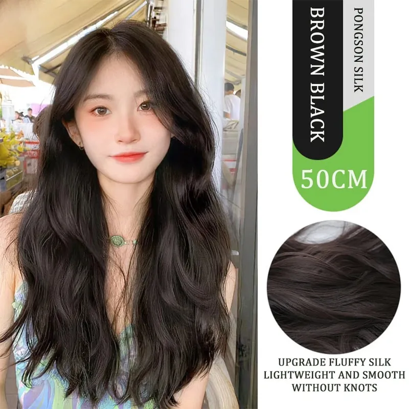 U Part Hair Extensionsสังเคราะห์Curly Waveคลิปในส่วนขยายของผมOne Piece 3/4 Full Headครึ่งวิกผมตรงหนาhairpiece — image 14