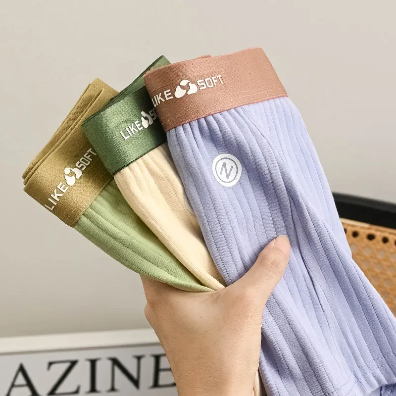 5 pezzi boxer da uomo a righe morbidi e traspiranti a vita media elastico in vita misto cotone pantaloncini intimi da uomo — image 5