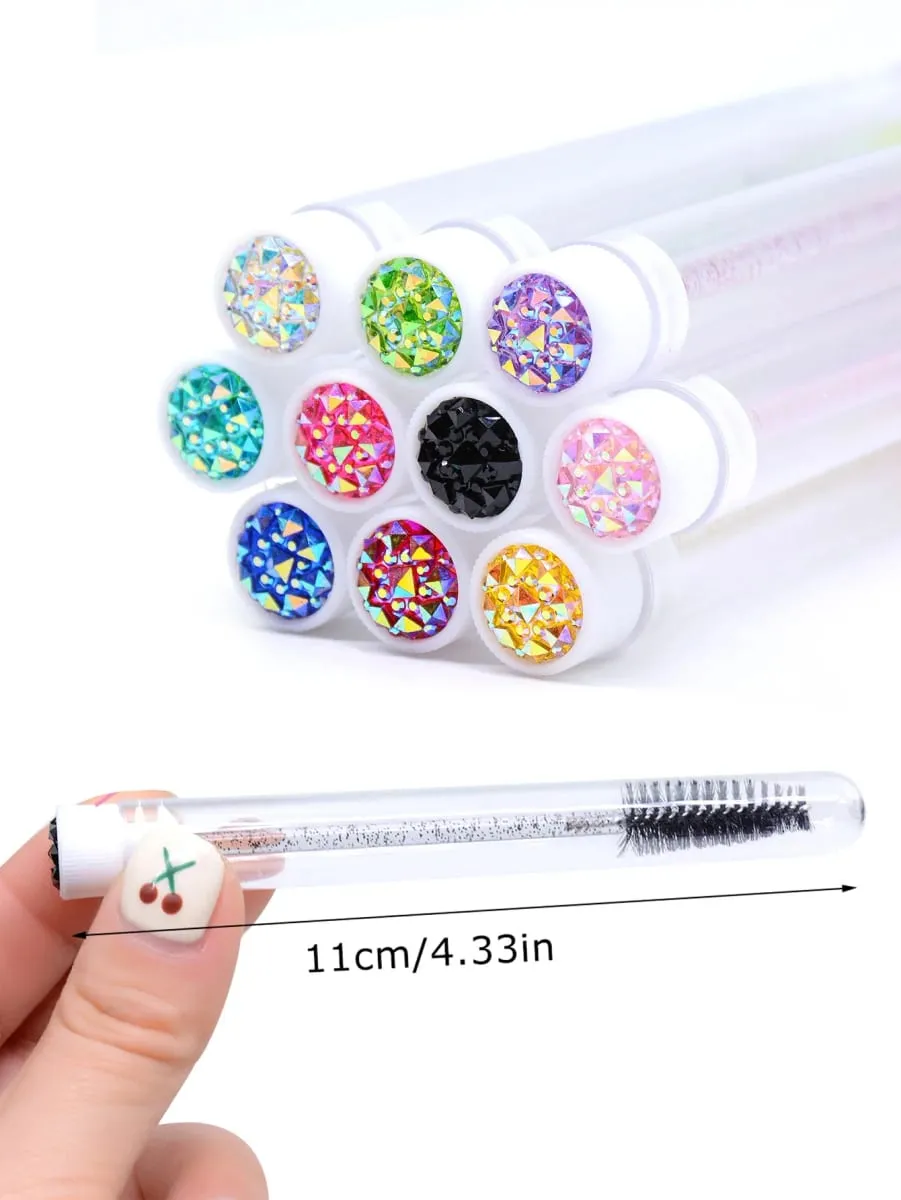 Tubes de brosse à cils avec baguettes de Mascara en cristal, peigne à sourcils, bobines, conteneur, applicateurs de brosse à cils, outils de maquillage, 20 pièces — image 4